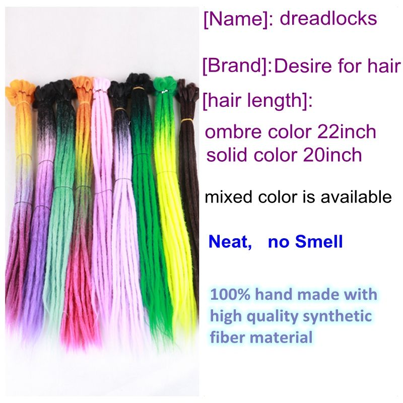 1 Strand 20inch Synthetic Dreadlocks Hair Extensions Hip Hop