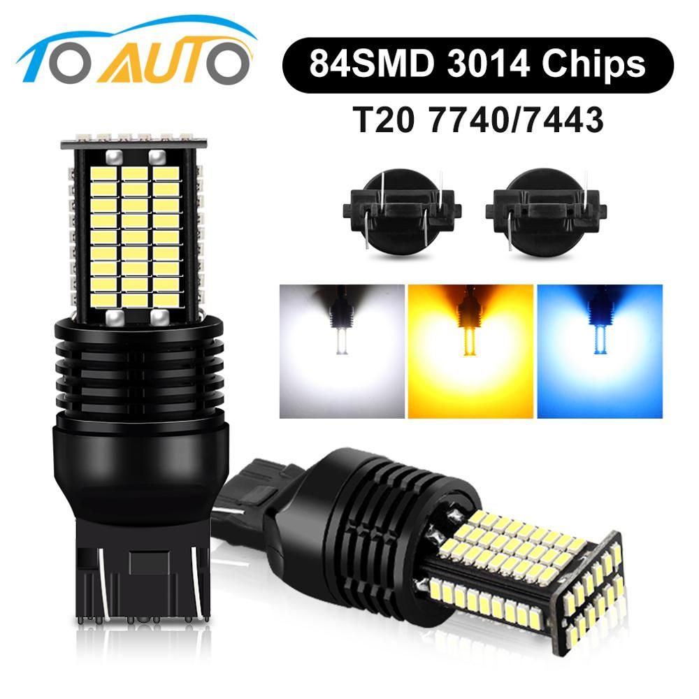 127-SMD High Power Yellow 7440 7443 T20 LED Bulbs Turn Signal Lights Lamps