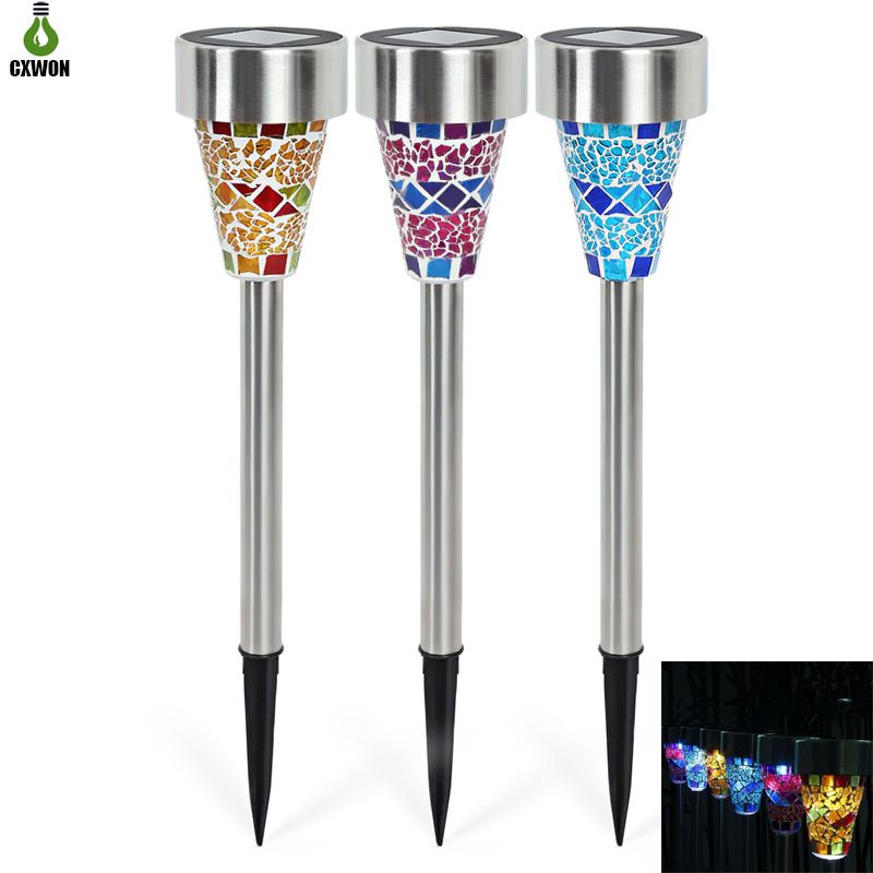2021 Solar Lawn Garden Light Rechargeable Lawn Path LED Glass Mosaic
