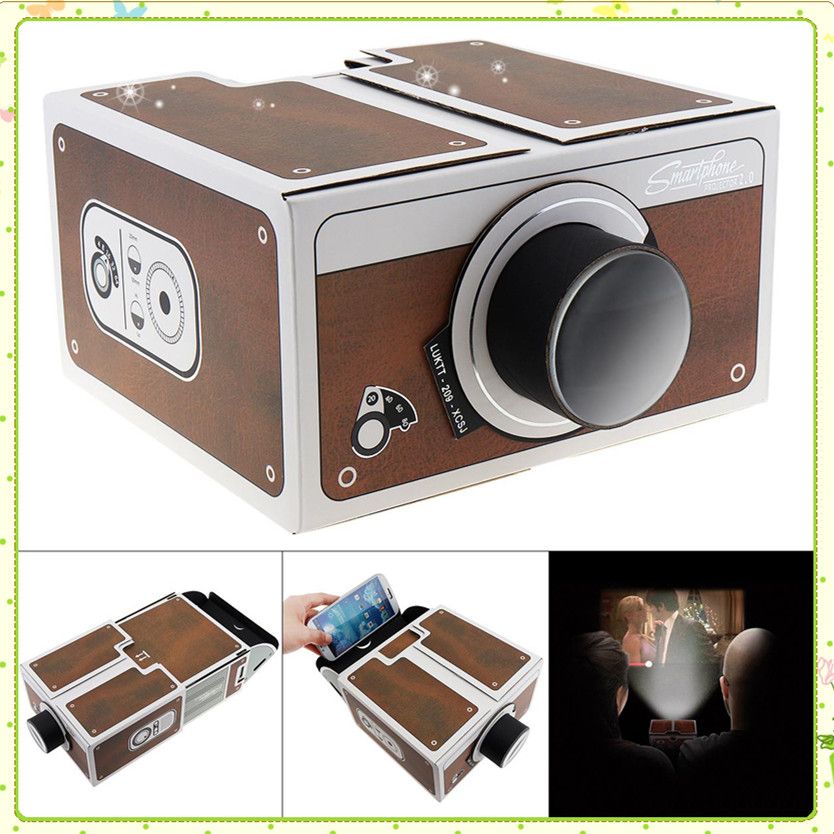 2021 DIY 3D Projector Cardboard Mini Smartphone Projectors Light