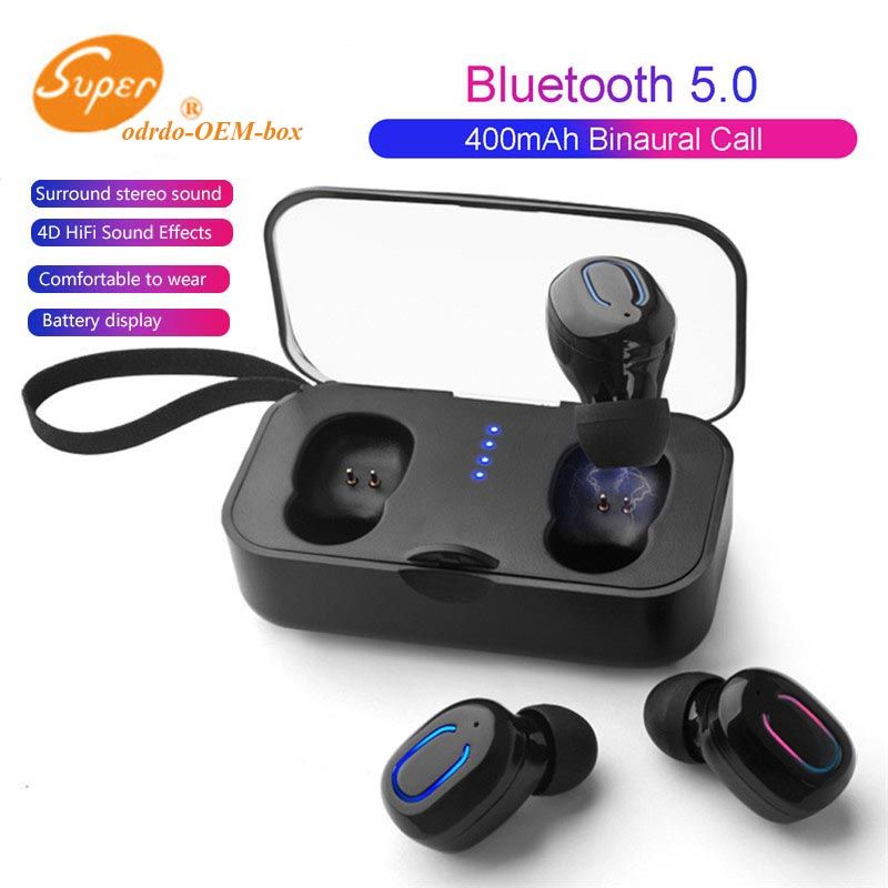 Q32 Auriculares Bluetooth5.0 Inalámbrico Micrófono Impermeable In-Ear+Caja Carga