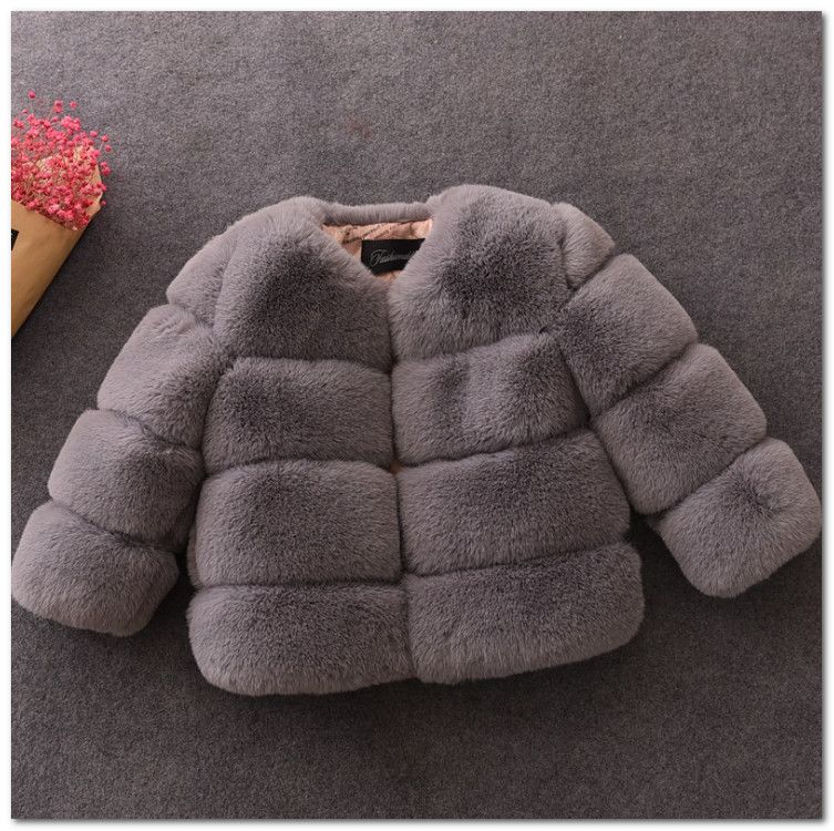 Girls Long Sleeve Winter Coat Outwear Children Toddler Fluffy Faux Fur Jacket 