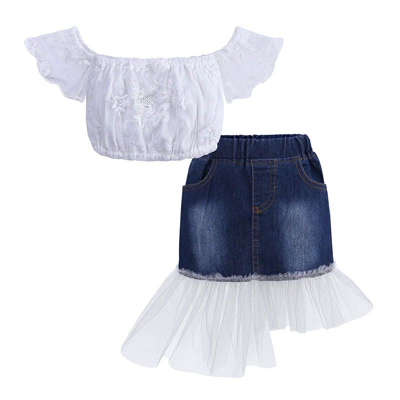 Acquista 2019 Nuova Estate Moda Ragazze Abiti Pizzo Di Cotone Top + Gonne  Di Jeans Bambini Imposta Bambini Vestiti Firmati Ragazze Abiti Abiti Bambini  Vestiti A2861 A 12,17 € Dal Hello_kid | DHgate Italy
