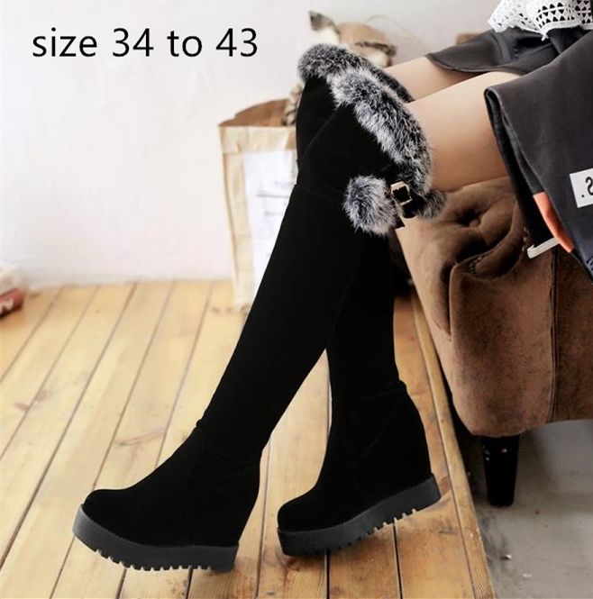 thigh high fur boots