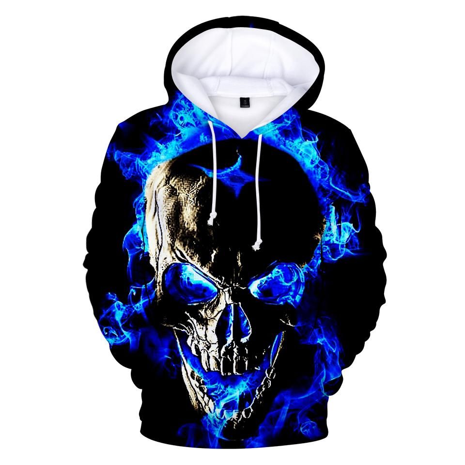 skeleton with blue hoodie