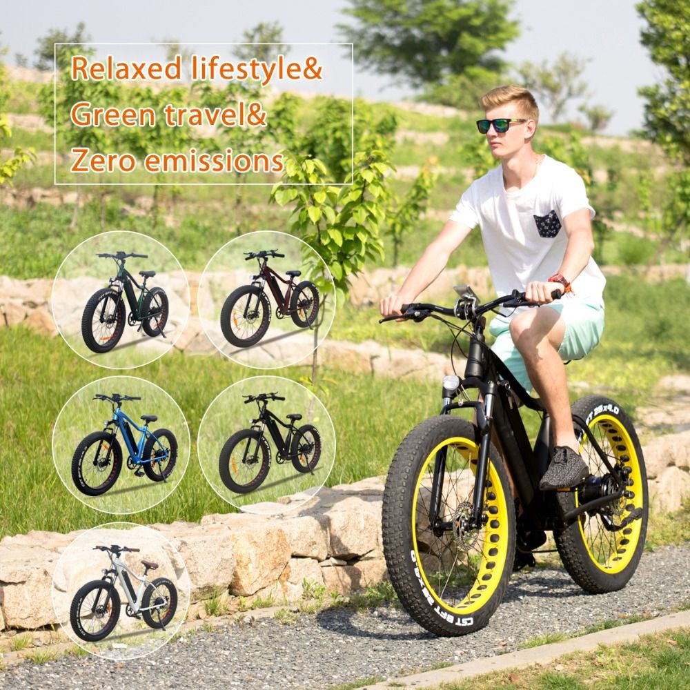 electric fat bike 36v 350w lithium yellow