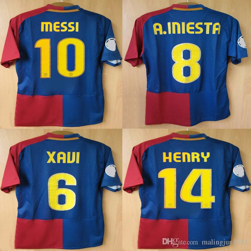 08 09 Soccer Jersey Barcelona Retro Futbol Forması Henry Milito Xavi