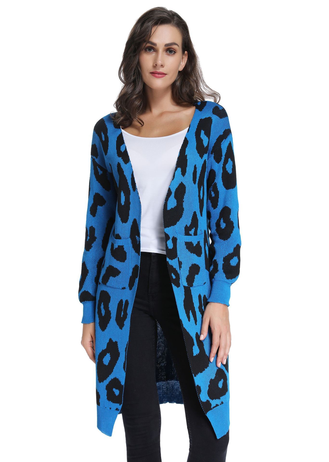 Cardigan black-white leopard pattern casual look Fashion Knitwear Knitted Jackets 