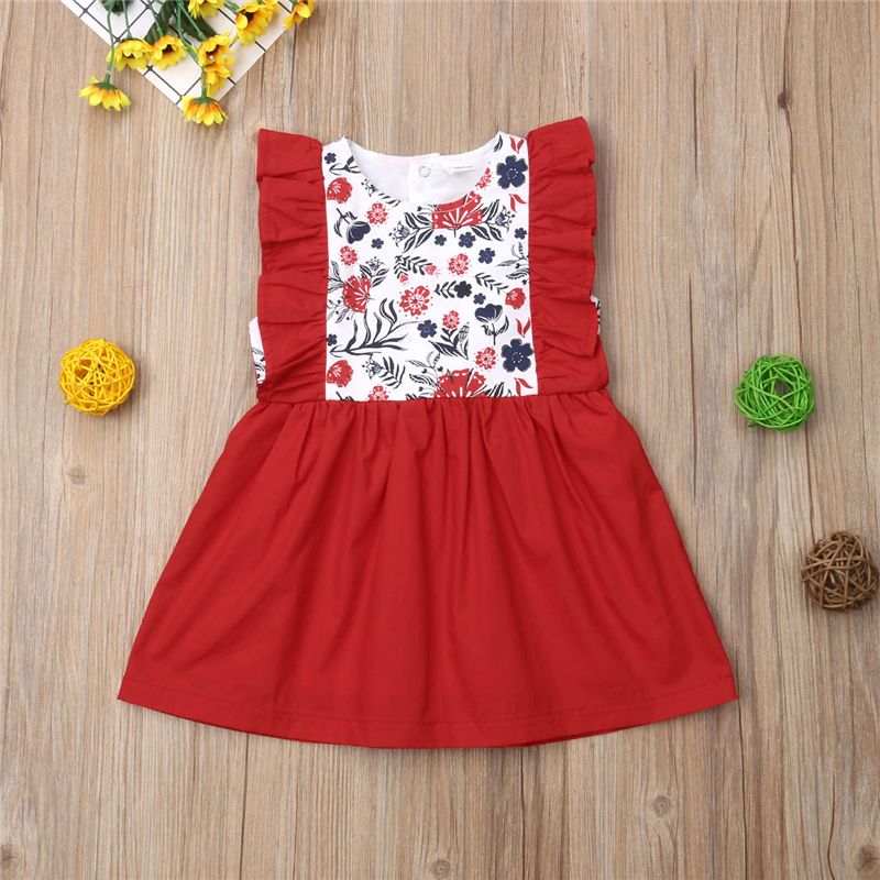 Toddler Baby Girl Kids Bowknot Floral Sleeveless Casual Princess Dresse Clothing