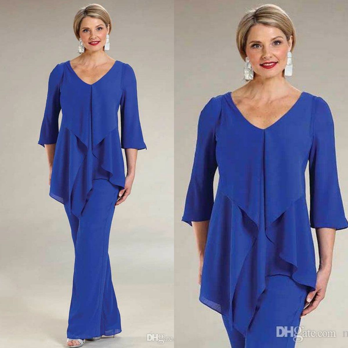 2020 Ursula Mother Of The Bride Pant Suits Two Pieces V Neck Half