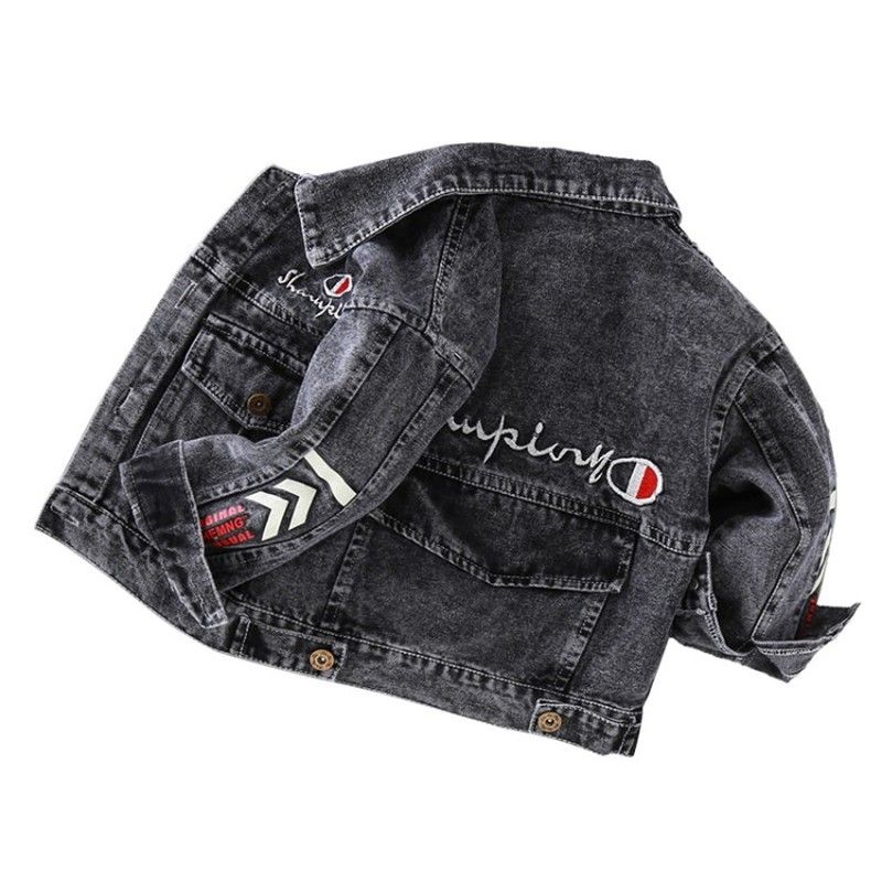 kids black denim jacket
