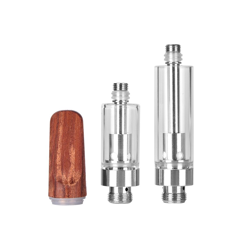 OEM Wooden Mouthpiece Glass Clearomizer Thick Oil Cartridge Wickless