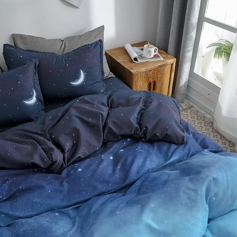Starry Night Sky Bedding Sets Moon And Star Pattern Gradient Color Duvet Cover Set Bed Sheet Pillowcases For Boys Multi Size From Zuihangyuan1 21 5 Dhgate Com