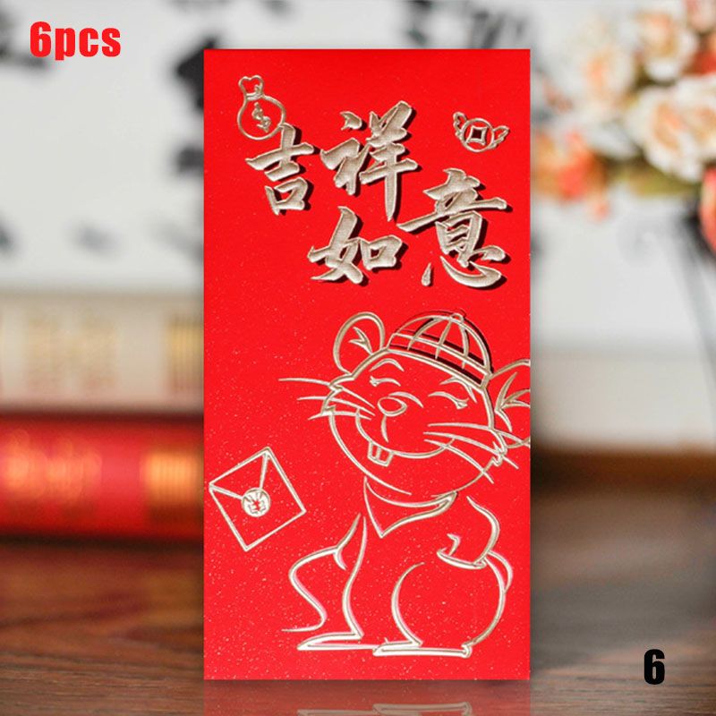 6Pcs 2020 Chinese New Year of the Rat Fortune Red Packet Money Wrap Envelope UK