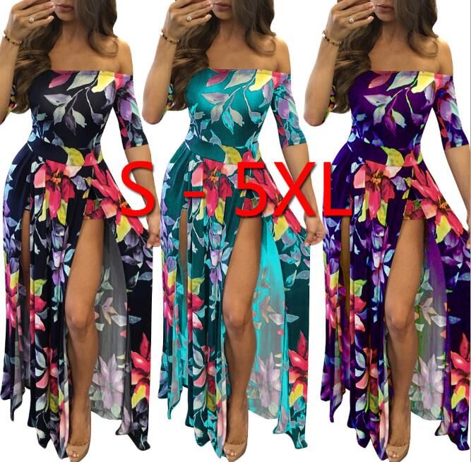 One Piece Dress Plus Size Womens S 5XL Digital Printing One Piece Jumpsuit Sexy Fashion Ladies