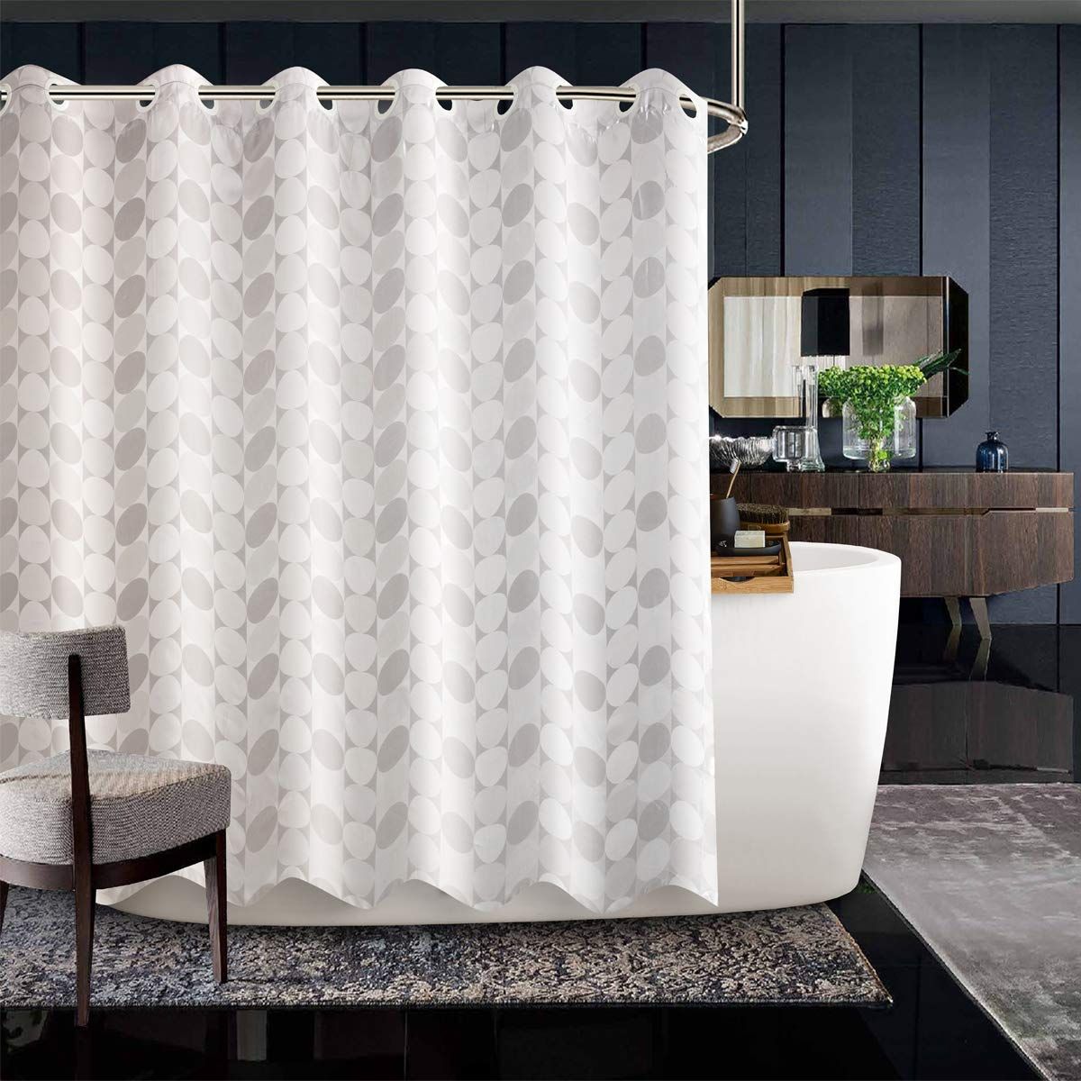 Hotel Khaki Fabric Shower Curtain, Hookless Hotel Fabric Shower Curtain