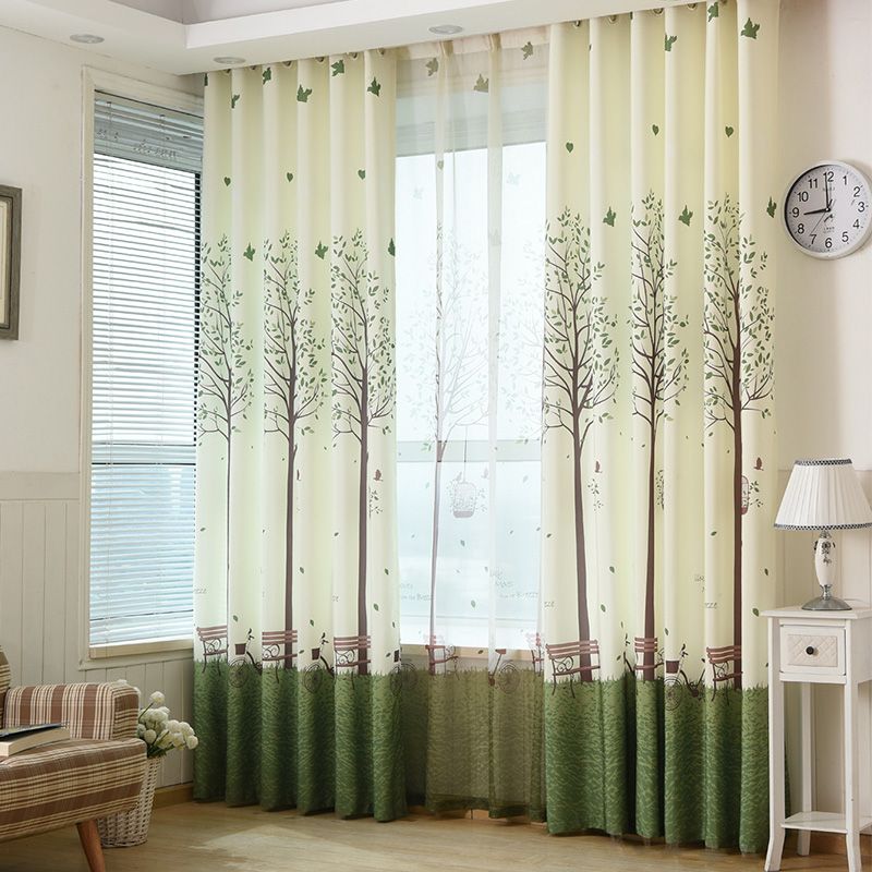 2019 Green Tree Printed Blackout Window Door Curtains For Living Room Bedroom Kids Baby Room Kitchen Home Decorative Curtains Drapes From Aldrichy