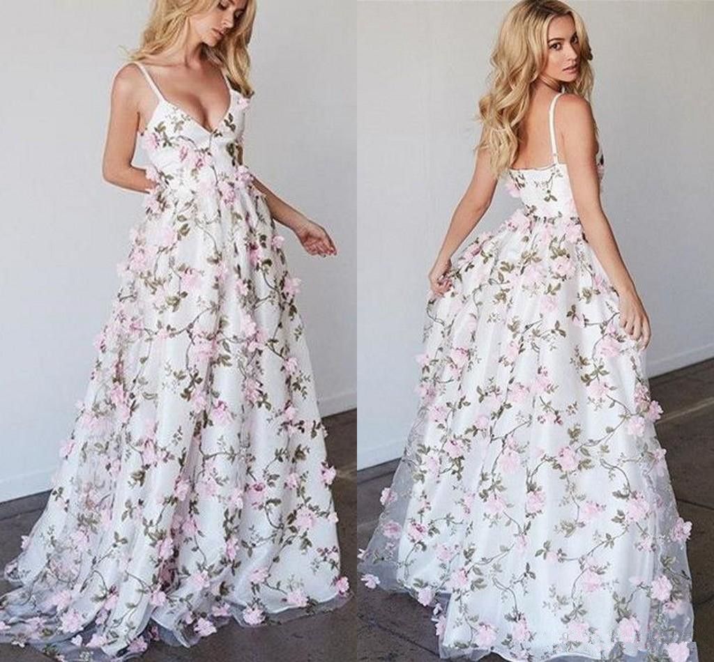2018 hermosas flores impresas vestidos de baile largos correas espaguetis encaje vestido de noche largo Foto real Playa Verano vestidos largos 2018 hermosas flores impresas vestidos de baile largos correas espaguetis encaje vestido de noche largo Foto real Playa Verano vestidos largos