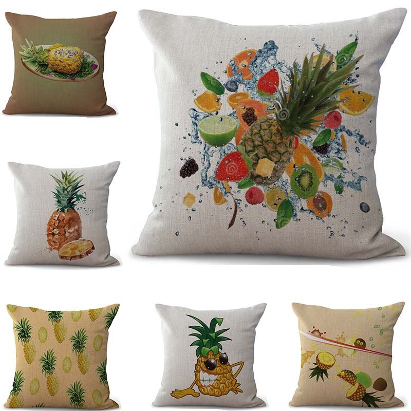 Cool Fruit Pineapple Pillow Case Cushion Cover Linen Cotton Throw
