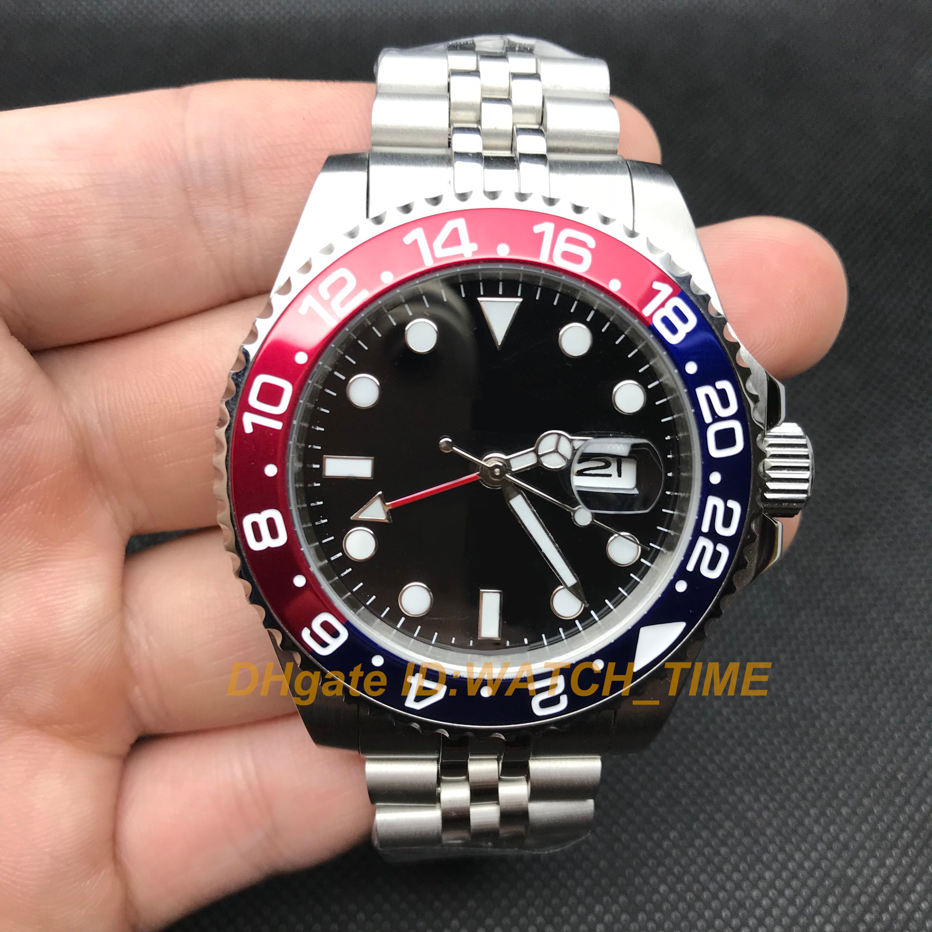 AAA Luxury Mens Watches Automatic Stainless Steel Mechanical Pepsi
