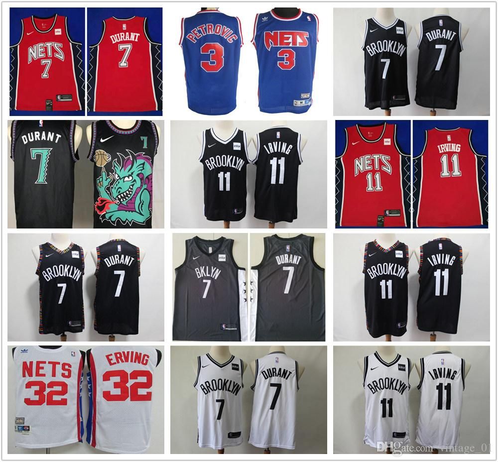 11 Kyrie Irving 7 Kevin Durant BrooklynNets City Basketball Jerseys 32  Julius Erving 3 Drazen Petrovic NewNba Jersey Swamp Dragon From  Custom010, $21.77