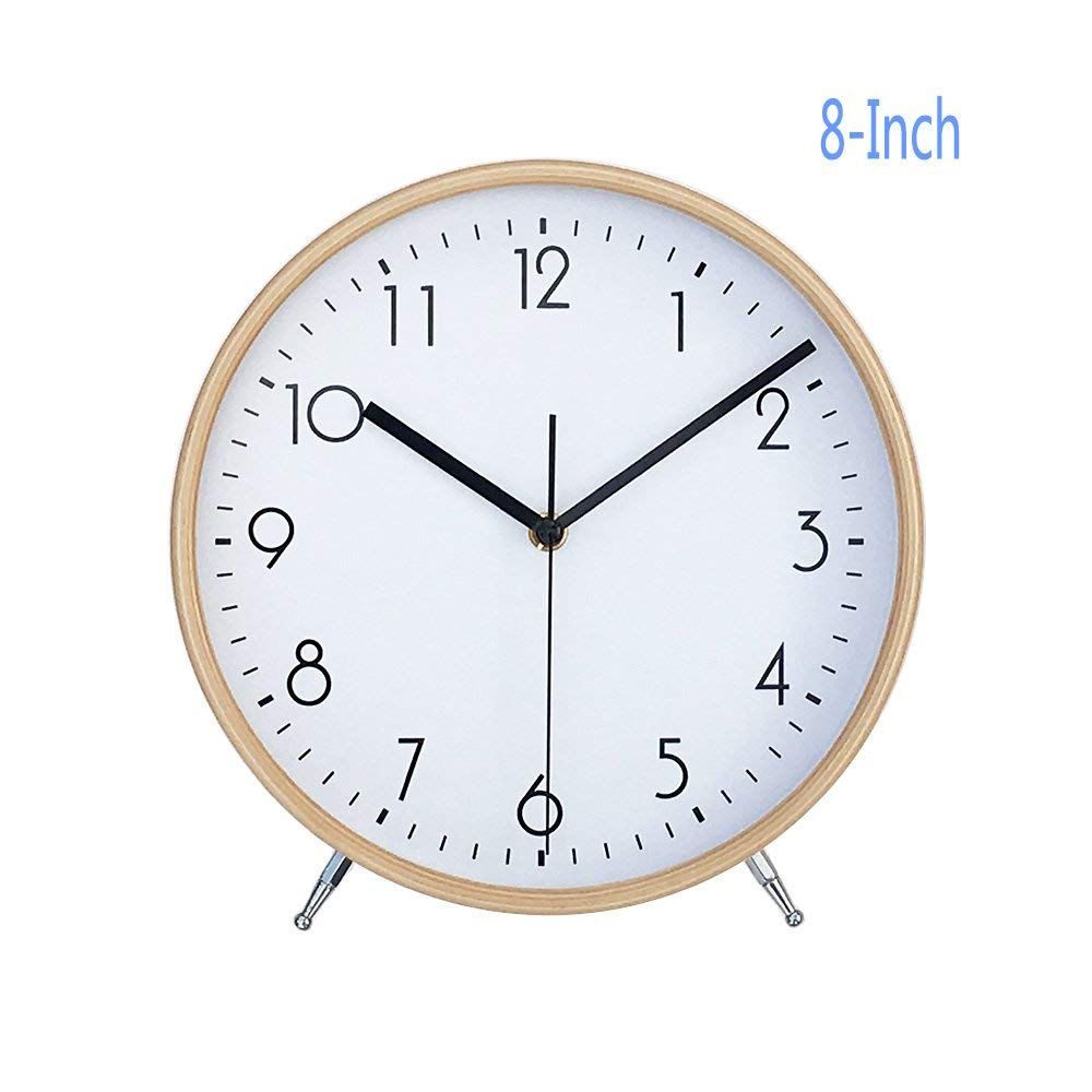 2020 8 Inch Wood Desk Clocks Battery Operated For Living Room