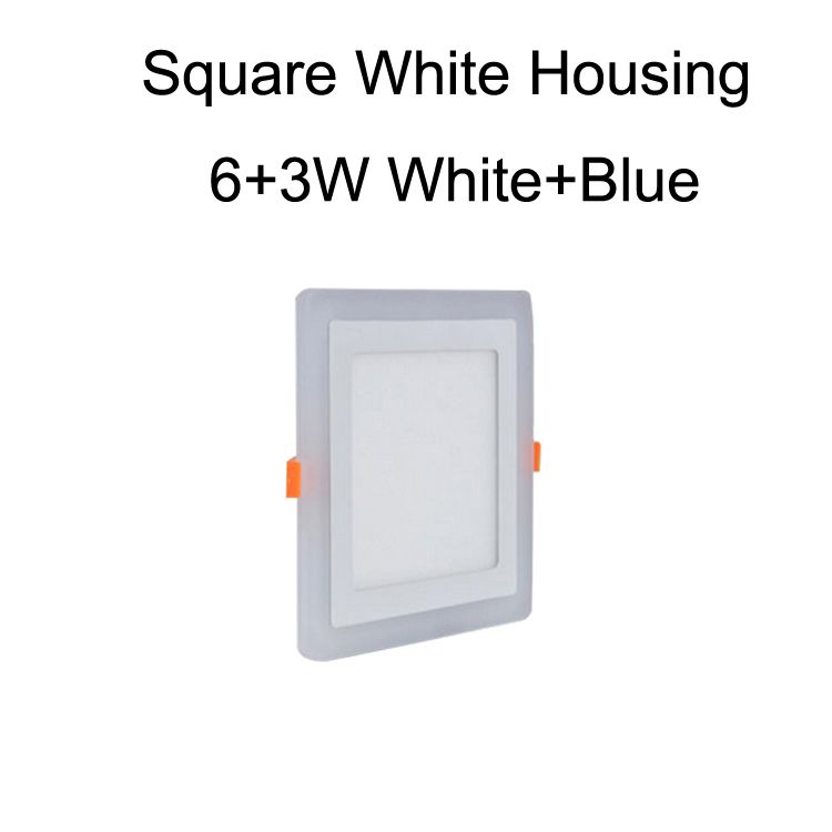 Vierkant wit behuizing 6 + 3W wit + blauw