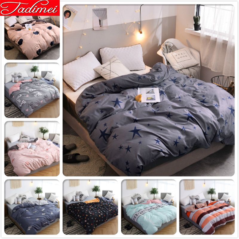 2020 Grey Blue Star Pattern Duvet Cover Adult Kids Soft Cotton