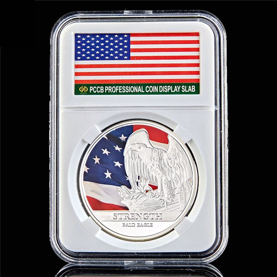 Silver Challenge Coin US Civil War Vulture State Flag Freedom Silver Plated Coin