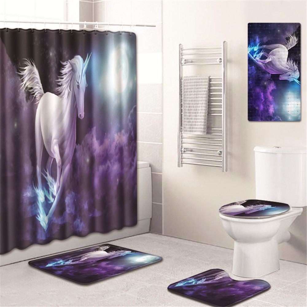 2020 T Unicorn Bathroom Rug Sets With Shower Curtain And Bathtub Mat Anti Slip Carpet In Bath Mat Toilet Rugs Set Doormat From Liuyanggarden 24 56 Dhgate Com