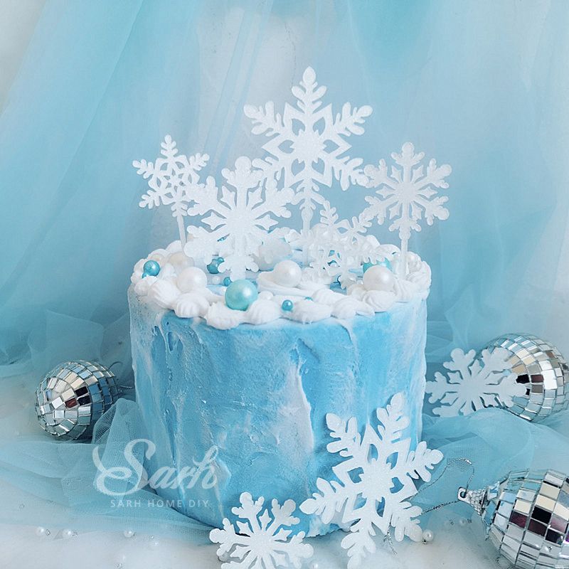 2019 White Silver Acrylic Snowflake Cake Topper Romantic Dessert