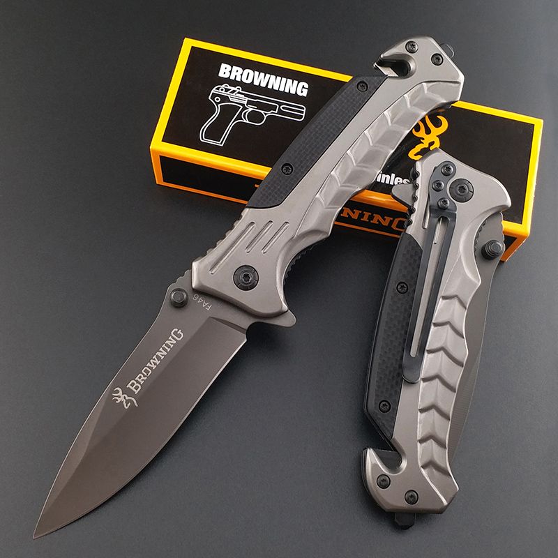 New Browning FA46 Titanium Finish Sharp Blade Tactical Folding Knife