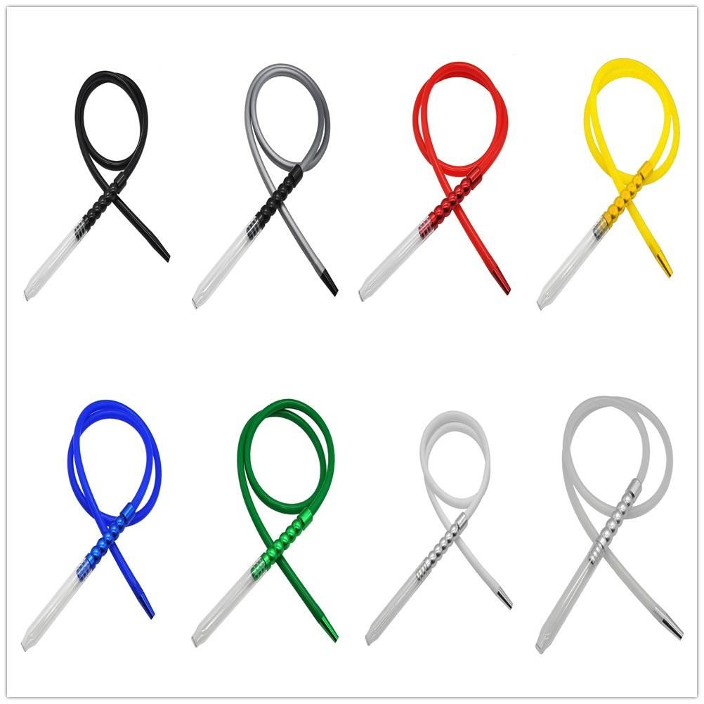 1.9M Hookah Silicone Hose Pipe 380MM Bamboo Shape Aluminum Stem Hookah Hose Mouthpiece Suit For