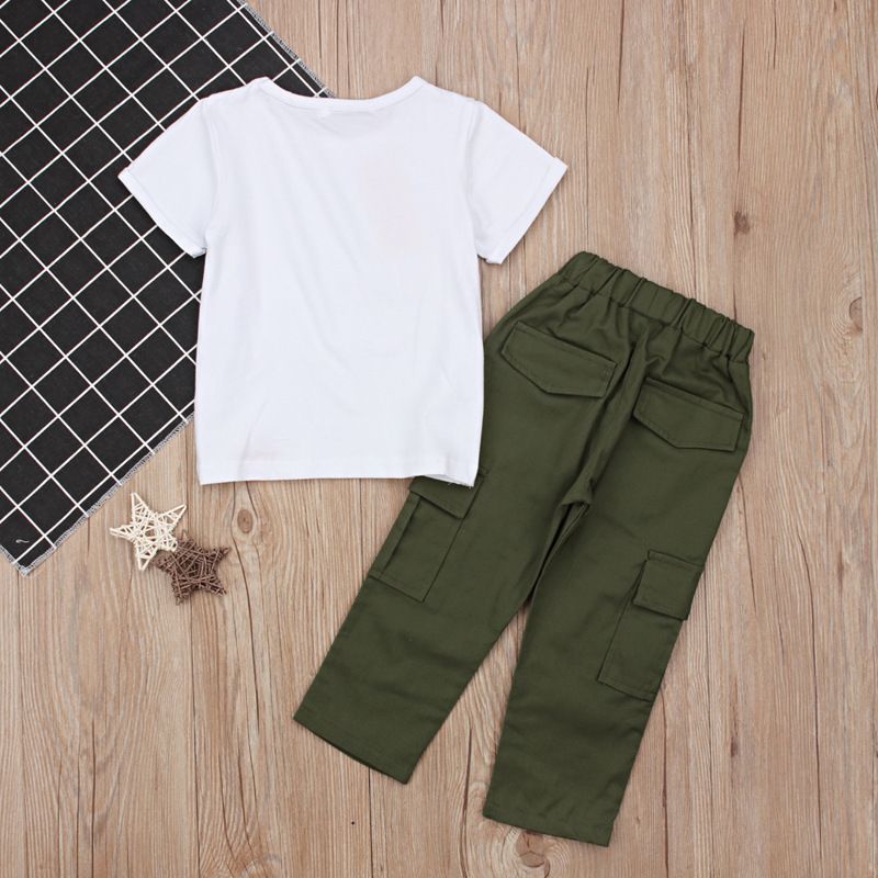 Boys Summer Army Green Outfits Set 