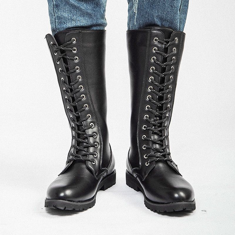 leather knee high boots for men
