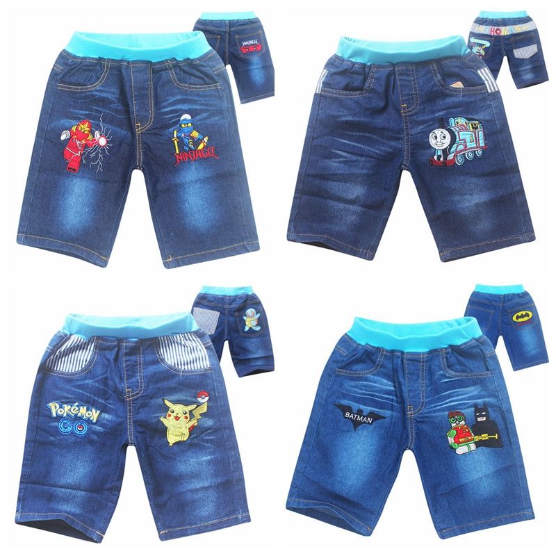 POKEMON GO Kids Children Jeans Pants Boys Clothing Embroidered Jeans Shorts Gift
