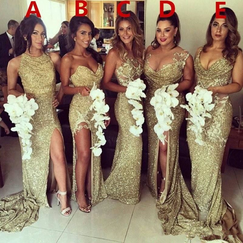 sorella vita gold sequin bridesmaid dress