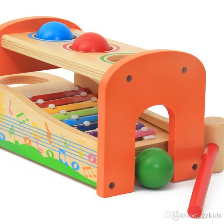 Award Winning Durable Wooden Musical Pounding Toy for Toddlers Multifunctional and Bright Colours E0305 Hape Pound /& Tap Bench with Slide Out Xylophone
