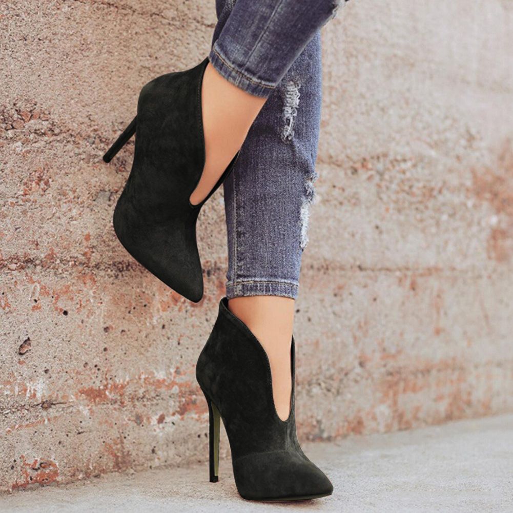 V cut ankle boots Clearance