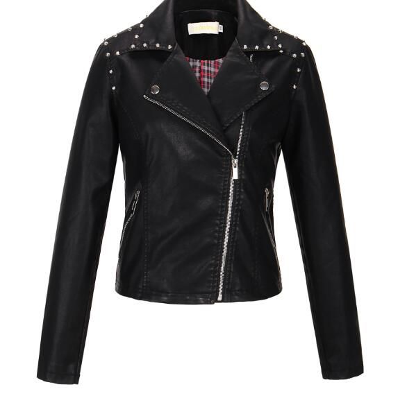 black rivet leather coat