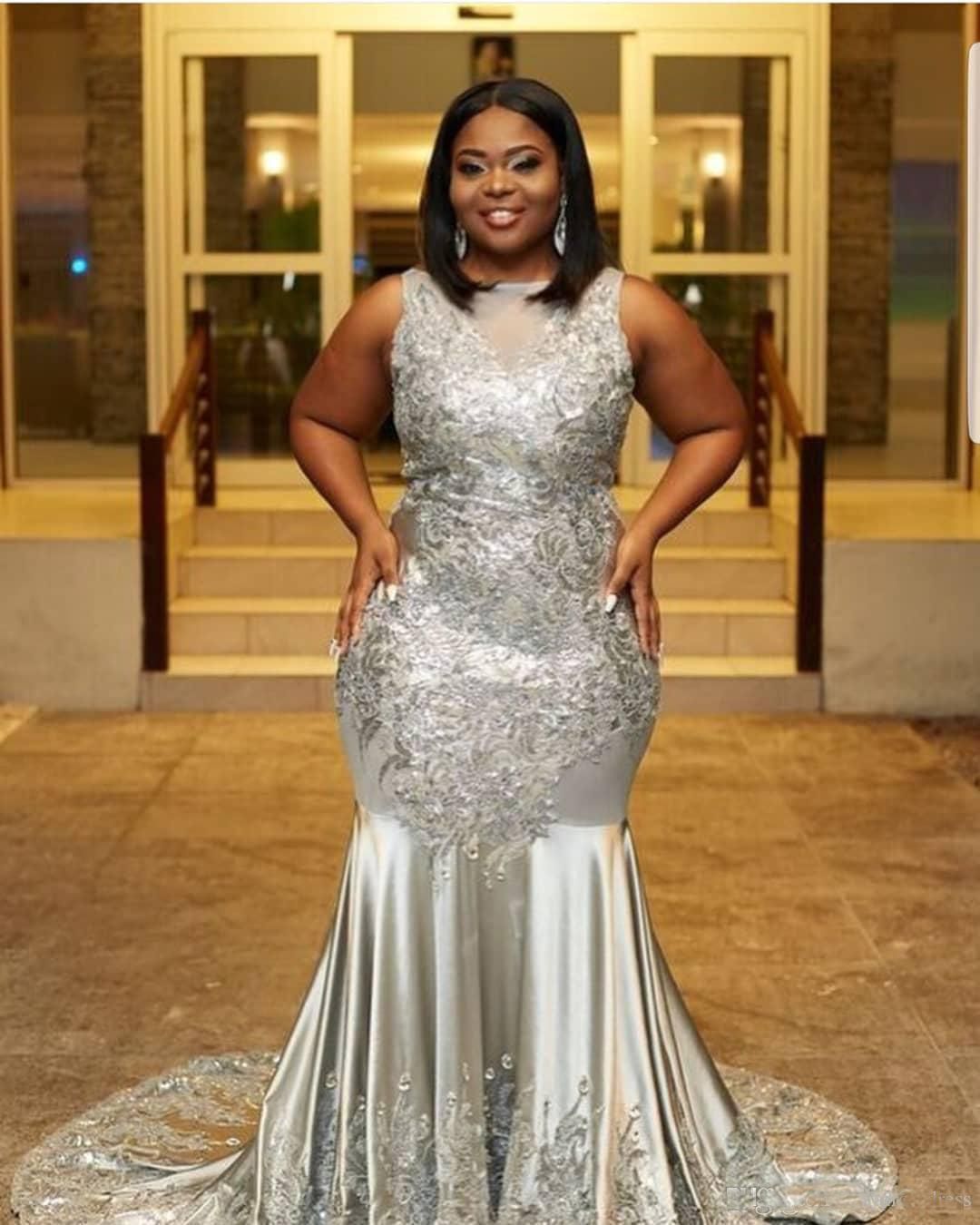 Silver Plus Size Gowns Sale Online, UP ...
