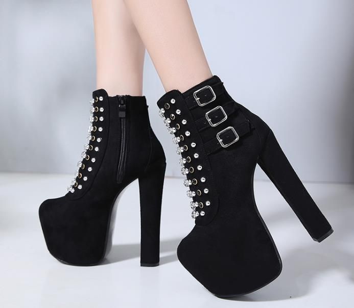ladies black leather lace up boots