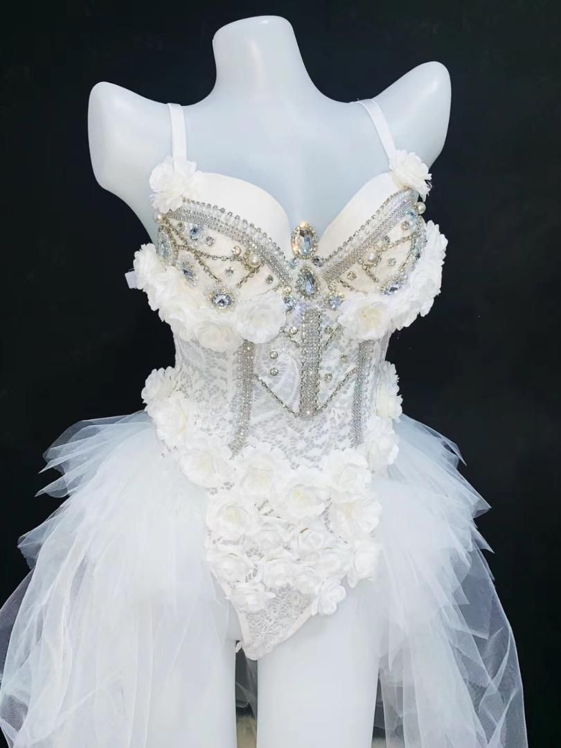 White bling bodysuit Clearance