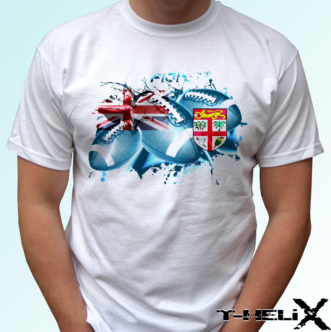 Fiji Rugby Flag White T Shirt Top Tee Football Design Mens Kids