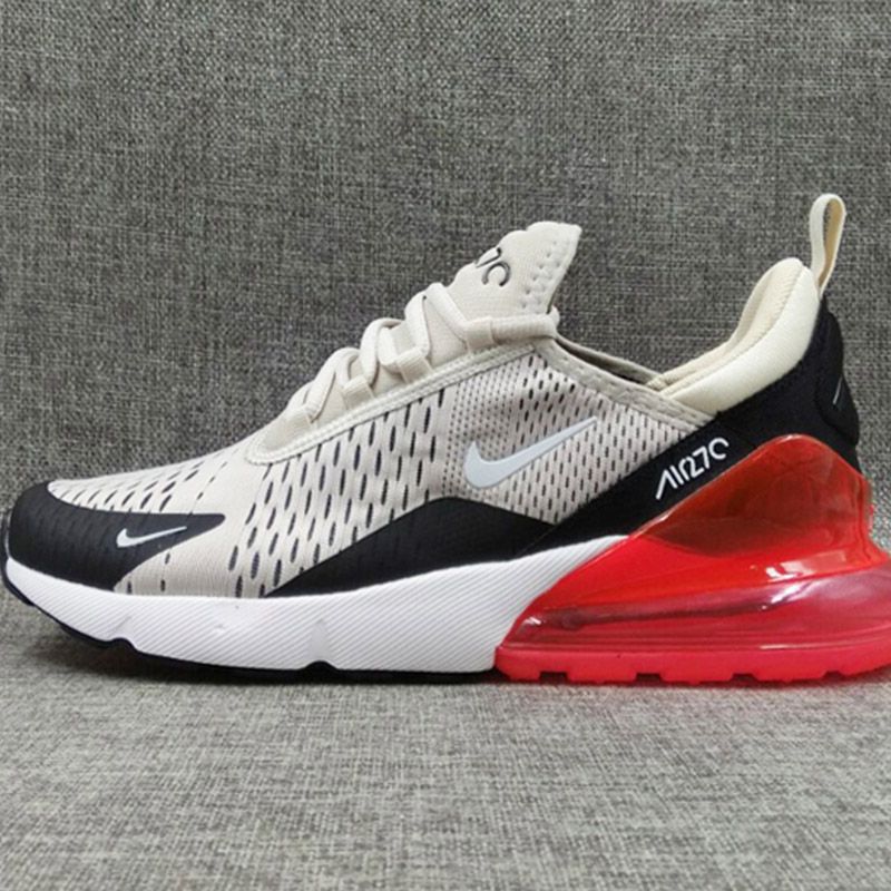 Nike Air Max270 almofada de ar 270 homens e mulheres amortecimento tênis  roxo lobo cinzento de três cores faculdade branco preto vermelho tênis  respirável confortáveis