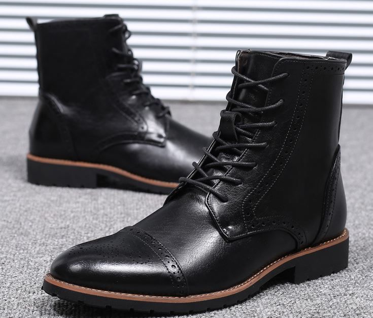 black lace up brogue boots