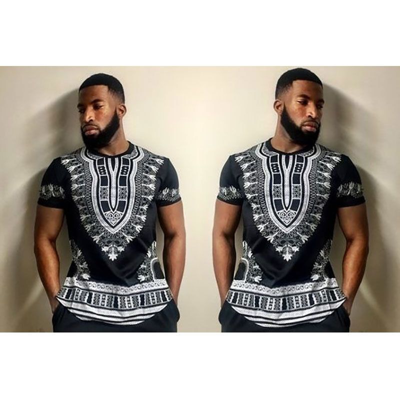 Manga Corta Con Estampado Étnico Africano Manga Corta Con Estampado Étnico Africano