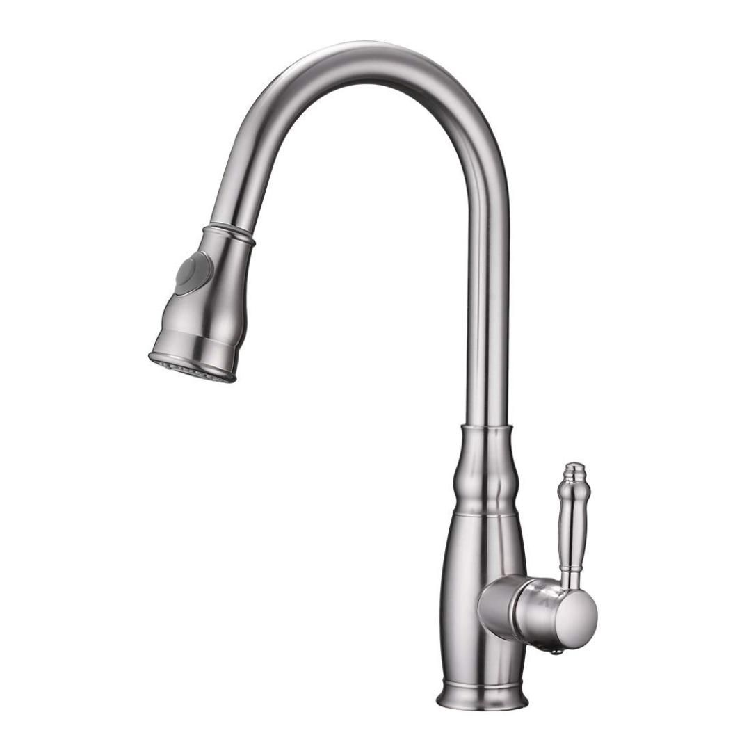 2019 High Arch Brass Single Handle Brushed Nickel Pull Down Sprayer Kitchen Sink Faucet Out Faucets Without Deck Plate From Jasm 88 65