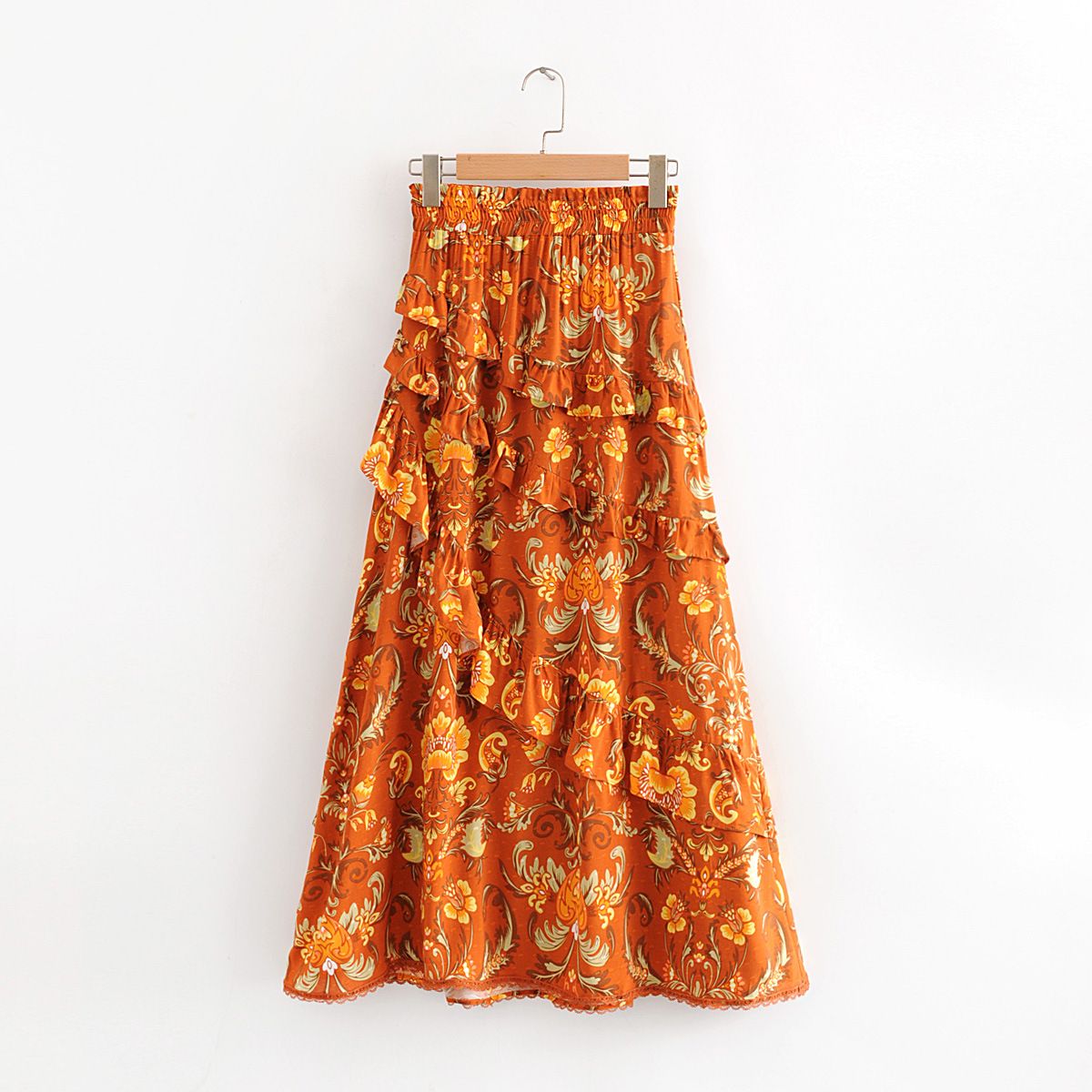 orange maxi skirt boho