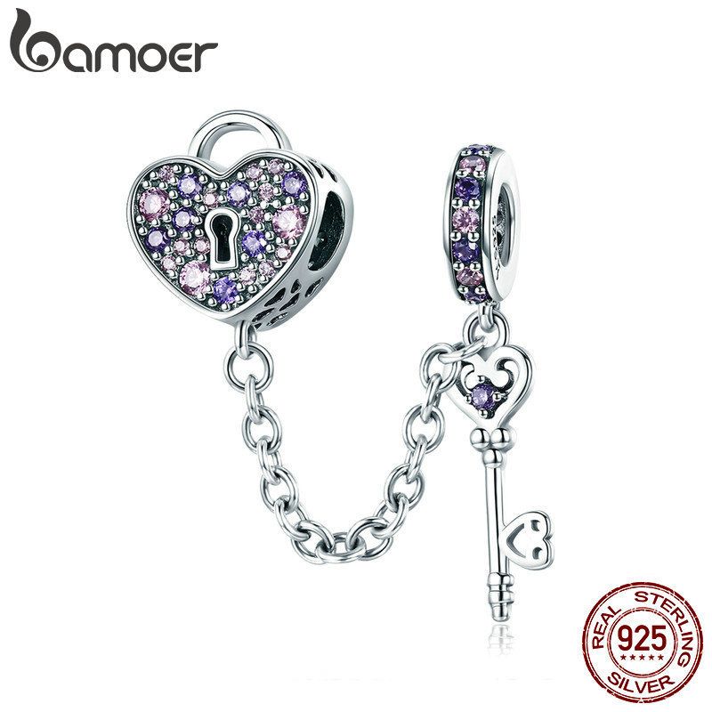 Lock key Silver European CZ Charm Crystal Spacer Beads Fit Necklace Bracelet NEW